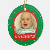 Persoonlijke foto- en naamrondes keramisch ornament (Links)