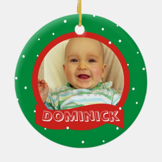 Persoonlijke foto- en naamrondes keramisch ornament (Achterkant)