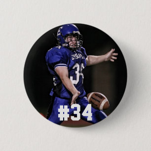 Persoonlijke foto en nummer van Football Player Ronde Button 5,7 Cm