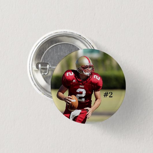 Persoonlijke foto en nummer van Football Ronde Button 3,2 Cm (Voorkant /achterkant)