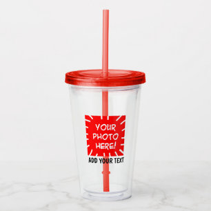 Persoonlijke foto en tekst acryl drinkbeker
