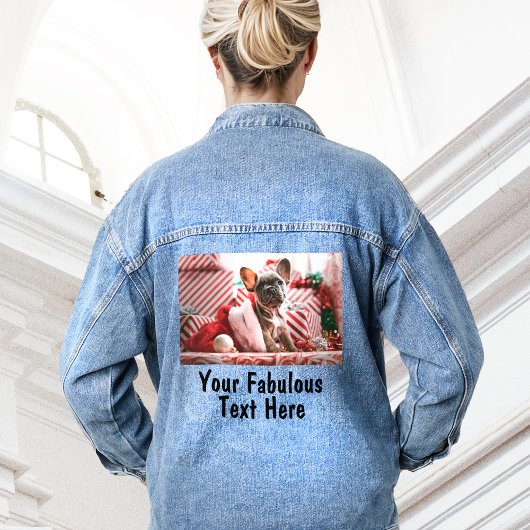 Persoonlijke foto en tekst denim jacket