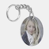 Persoonlijke foto en tekst dubbelzijdig geplaatst sleutelhanger (Voorkant Links)