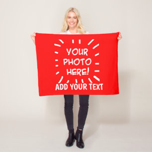 Persoonlijke foto en tekst Eenvoudig Fleece Deken