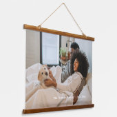 Persoonlijke foto en tekst hangend wandkleed (Gebogen)