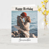 Persoonlijke foto en tekst Happy Birthday Kaart (Gele Bloem)