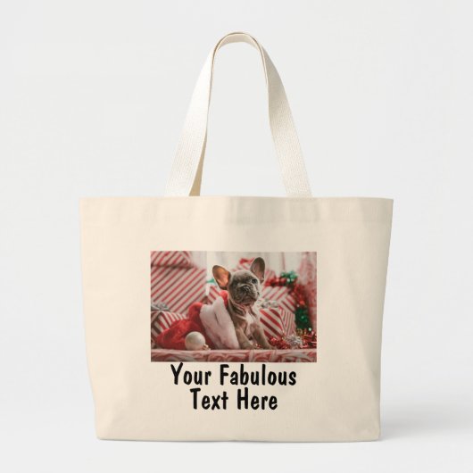 Persoonlijke foto en tekst katoen grote tote bag (Voorkant)