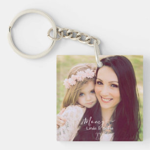 Persoonlijke foto en tekst   Namen en datum Keycha Sleutelhanger