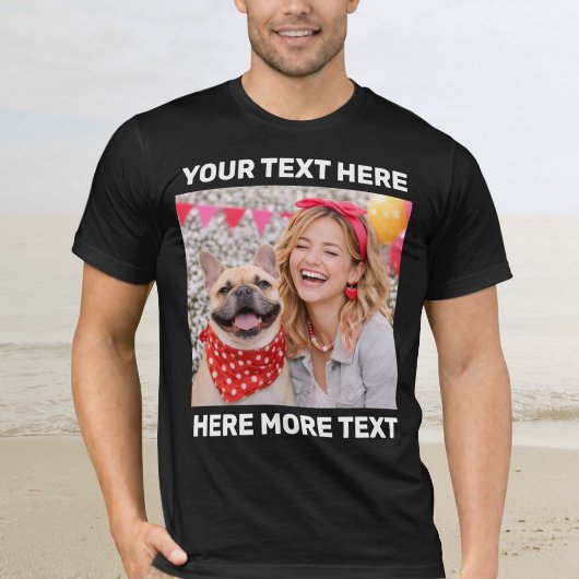 Persoonlijke foto en tekst of naam vet San Serif T-shirt