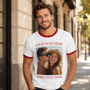 Persoonlijke foto en tekst rood t-shirt