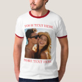 Persoonlijke foto en tekst rood t-shirt (Voorkant)