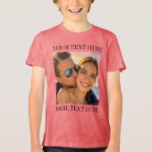 Persoonlijke foto en tekst rood Tri-Blend shirt (Voorkant)