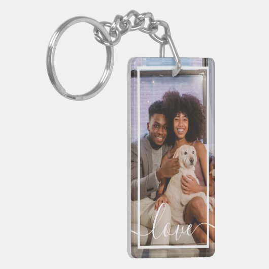 Persoonlijke foto en tekst sleutelhanger (Voorkant Links)