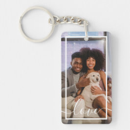 Persoonlijke foto en tekst sleutelhanger