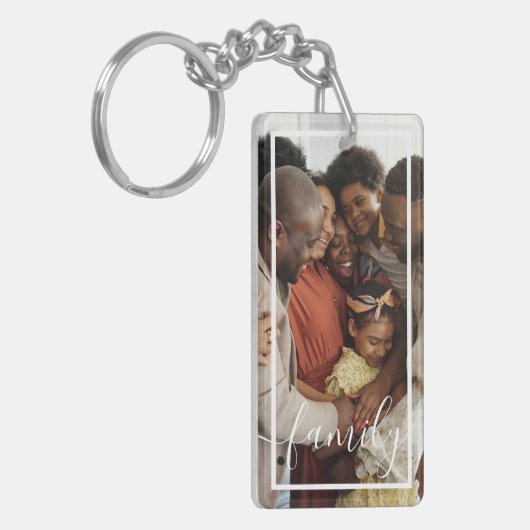 Persoonlijke foto en tekst sleutelhanger (Voorkant Links)