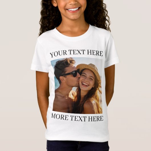 Persoonlijke foto en tekst t-shirt (Voorkant)