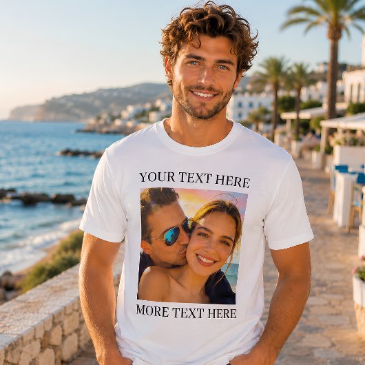 Persoonlijke foto en tekst t-shirt