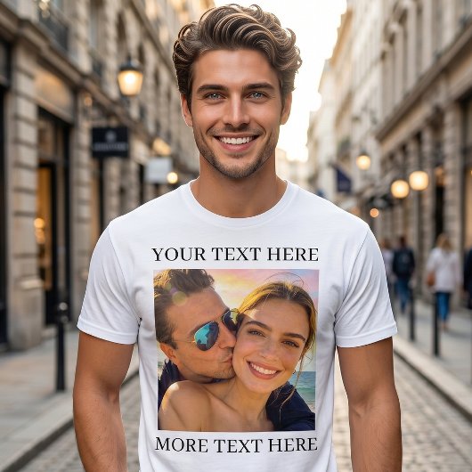 Persoonlijke foto en tekst t-shirt