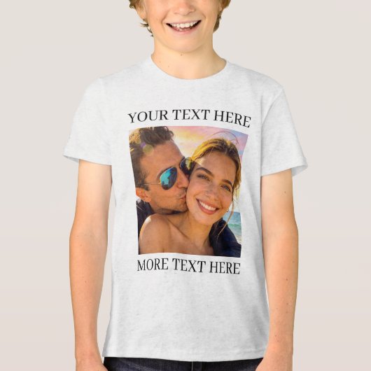 Persoonlijke foto en tekst Tri-Blend shirt (Voorkant)