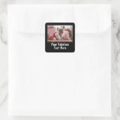 Persoonlijke foto en tekst vierkante sticker (Tas)