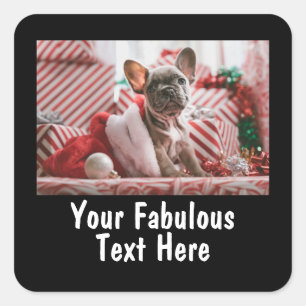 Persoonlijke foto en tekst vierkante sticker