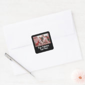 Persoonlijke foto en tekst vierkante sticker (Envelop)