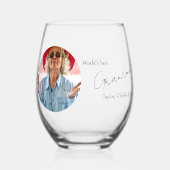 Persoonlijke foto en tekst wijnglas zonder voet (Voorkant)