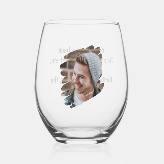 Persoonlijke foto en tekst wijnglas zonder voet (Voorkant)