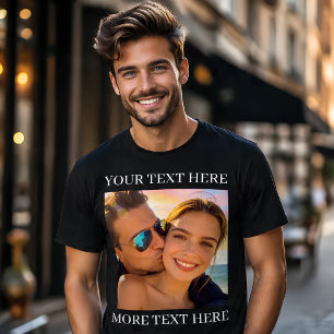 Persoonlijke foto en tekst zwart t-shirt