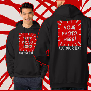 Persoonlijke foto- en tekstafdruk voor- en achterz hoodie