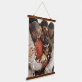 Persoonlijke foto en tekstfoto hangend wandkleed (Gebogen)