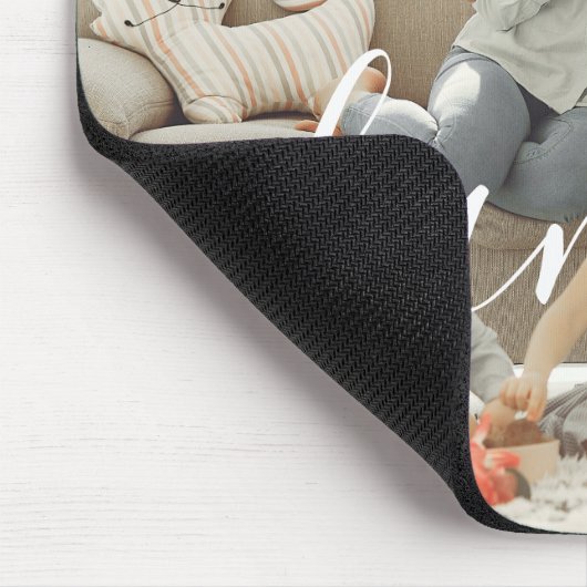 Persoonlijke foto en tekstfoto muismat (Hoek)