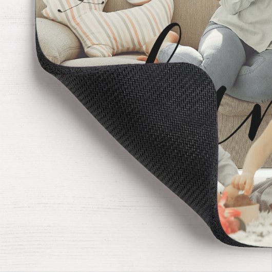 Persoonlijke foto en tekstfoto muismat (Hoek)