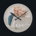 Persoonlijke foto en tekstfoto ronde klok<br><div class="desc">Maak een persoonlijke fotowandklok van Ricaso - voeg je eigen foto en tekst toe - geschenken voor het bewaren van foto's - Onze liefde heeft de test van de tijd doorstaan - het perfecte verjaardagscadeauidee</div>