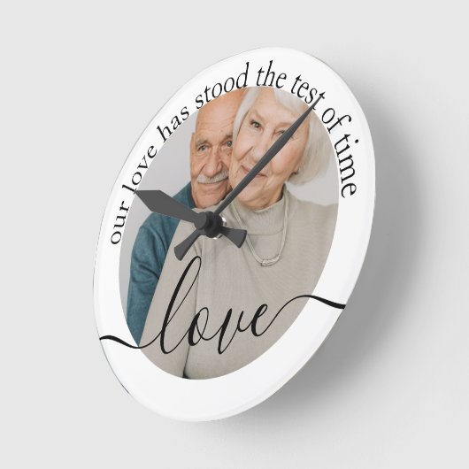 Persoonlijke foto en tekstfoto ronde klok (Hoek)