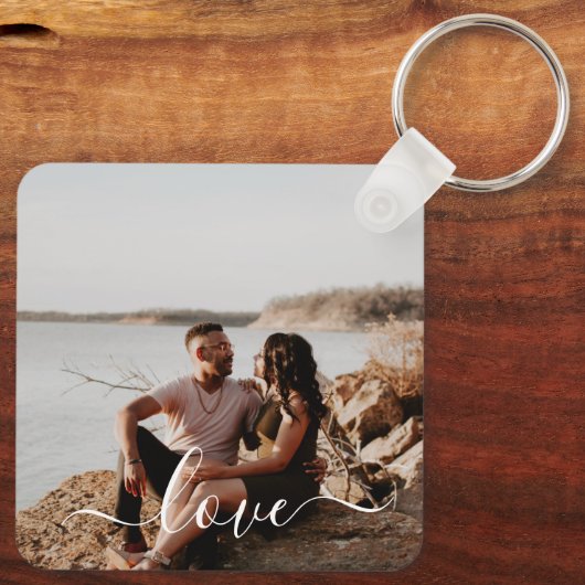 Persoonlijke foto en tekstfoto sleutelhanger (Achterkant)