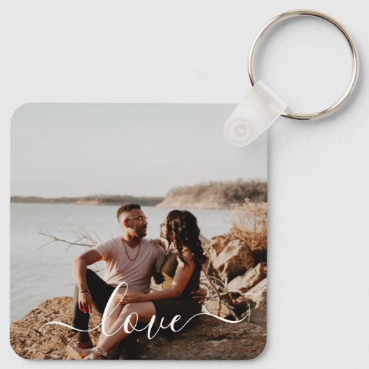 Persoonlijke foto en tekstfoto sleutelhanger (Achterkant)