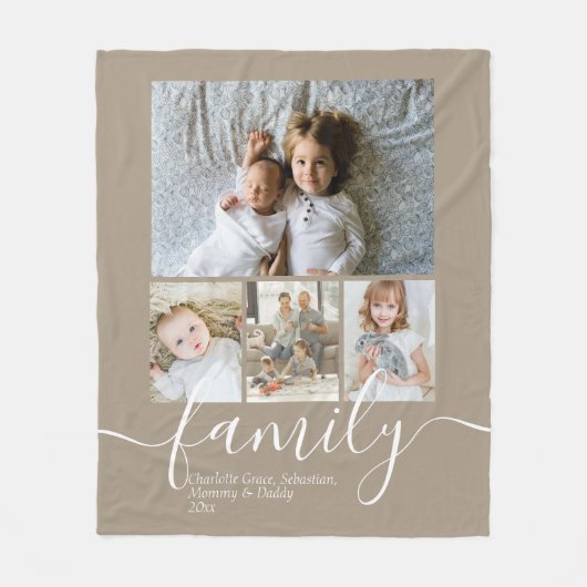 Persoonlijke foto- en tekstfotocollage fleece deken (Voorkant)
