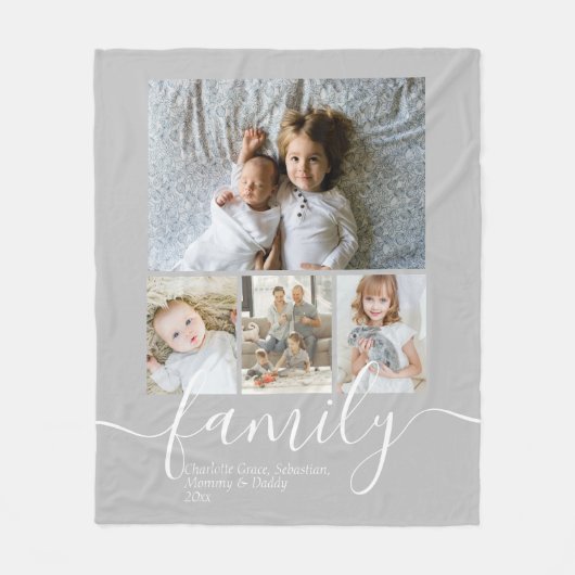 Persoonlijke foto- en tekstfotocollage fleece deken (Voorkant)