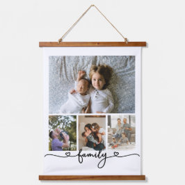 Persoonlijke foto- en tekstfotocollage hangend wandkleed
