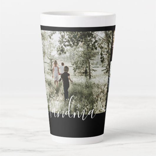 Persoonlijke foto- en tekstfotocollage latte mok (Voorkant)