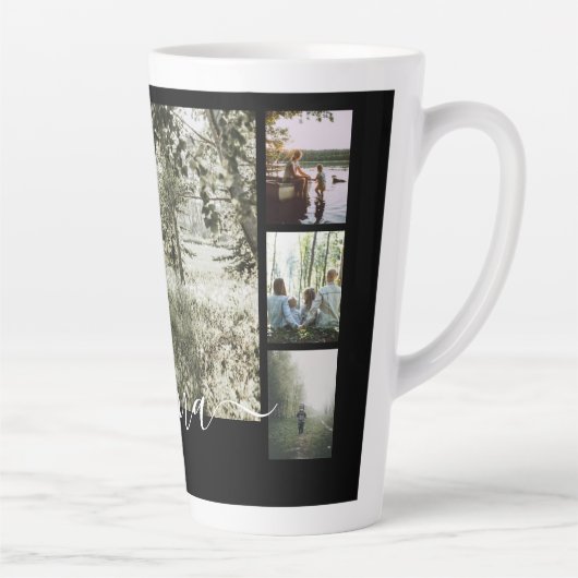 Persoonlijke foto- en tekstfotocollage latte mok (Rechts)