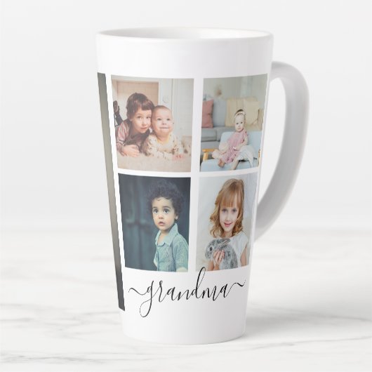 Persoonlijke foto- en tekstfotocollage latte mok (Rechterhoek)