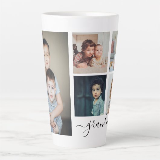 Persoonlijke foto- en tekstfotocollage latte mok (Voorkant)