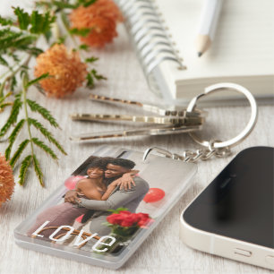 Persoonlijke foto- en tekstfotocollage sleutelhanger