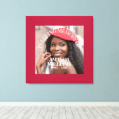 Persoonlijke foto- en tekstherdenking rood canvas afdruk (Insitu (Houten vloer))