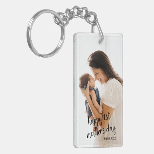 Persoonlijke foto- en tekstmam sleutelhanger (Voorkant Links)