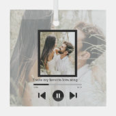 Persoonlijke foto- en tekstmuziekspeler glas ornament (Voorkant)