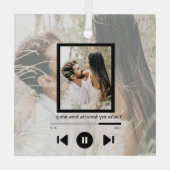 Persoonlijke foto- en tekstmuziekspeler glas ornament (Achterkant)