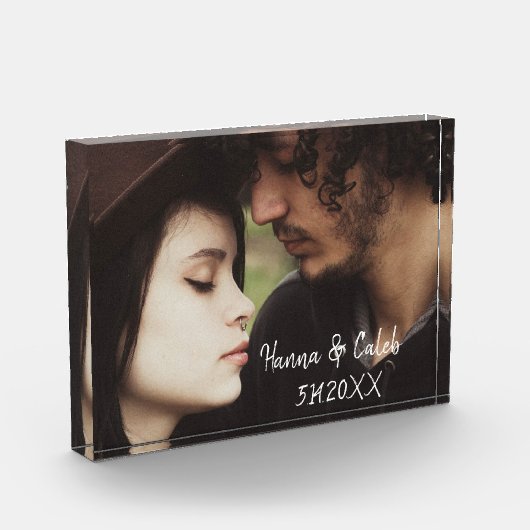 Persoonlijke foto- en trouwdatum Jubileum Fotoblokken (Links)